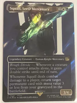 MTG English BORDERLESS Card NM SURGE FOIL SQUALL, SEED MERCENARY, Final Fantasy - Image 1