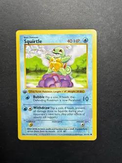 Pokemon Cards: Base Set 1st Edition Common: Squirtle 63/102 - Image 1