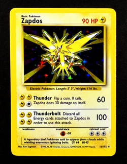 1999 Pokemon ZAPDOS Base Set HOLO RARE Unlimited Edition Card 16/102 WotC NM - Image 1
