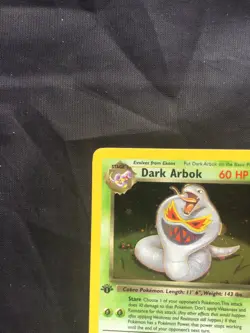 Pokemon Cards: Team Rocket 1st Edition Rare Holo: Dark Arbok 2/82 - Image 3