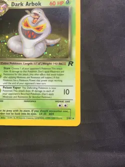Pokemon Cards: Team Rocket 1st Edition Rare Holo: Dark Arbok 2/82 - Image 5