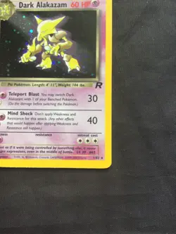 Pokemon Cards: Team Rocket 1st Edition Rare Holo: Dark Alakazam 1/82 - Image 5