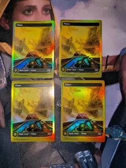 Plains (0507) (First-Place Foil) x4 MTG Aetherdrift Foil Full Playset NM - Image 1