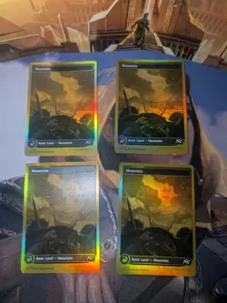 Mountain (0510) (First-Place Foil) x4 MTG Aetherdrift Foil Full Playset - Image 1