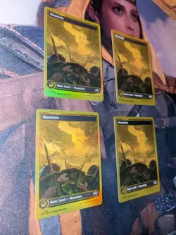 Mountain (0510) (First-Place Foil) x4 MTG Aetherdrift Foil Full Playset - Image 3