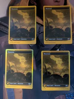 Mountain (0510) (First-Place Foil) x4 MTG Aetherdrift Foil Full Playset - Image 4