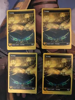 Swamp (0509) (First-Place Foil) x4 MTG Aetherdrift Foil Full Playset - Image 1