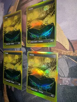 Swamp (0509) (First-Place Foil) x4 MTG Aetherdrift Foil Full Playset - Image 3