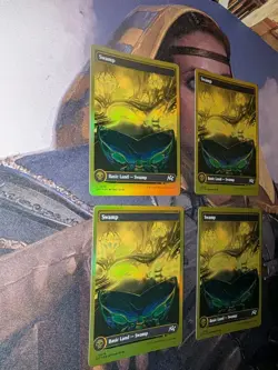 Swamp (0509) (First-Place Foil) x4 MTG Aetherdrift Foil Full Playset - Image 4