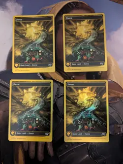 Forest (0511) (First-Place Foil) x4 MTG Aetherdrift Foil Full Playset NM - Image 1