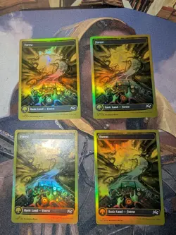 Forest (0511) (First-Place Foil) x4 MTG Aetherdrift Foil Full Playset NM - Image 2