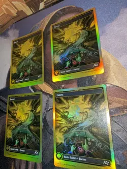 Forest (0511) (First-Place Foil) x4 MTG Aetherdrift Foil Full Playset NM - Image 3