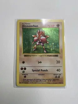 1999 Pokemon Base Set Shadowless Hitmonchan #7/102 Holo - Played - Image 1