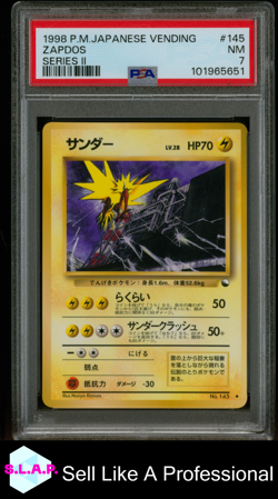 ZAPDOS POKEMON NO. 145 1998 VENDING MASCHINE SERIES II NEAR MINT JAPANISCH PSA 7 - Image 1