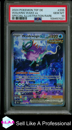 WALKING WAKE EX SPECI4L ILL RARE POKEMON GER TEF TEMPORAL FORC3S 2024 205 PSA 10 - Image 1