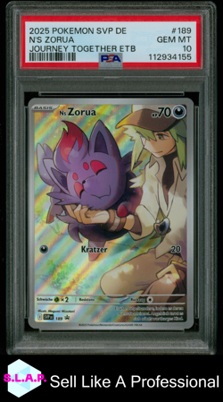 N'S ZORUA JOURNEY TOGETHER ETB POKEMON GER SVP SV BLCK STR PRM 2025 189 PSA 10 - Image 1