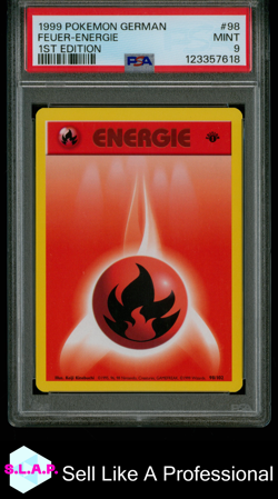 FEUER-ENERGIE 1ST EDITION POKEMON GERMAN 1999 98 PSA 9 - Image 1