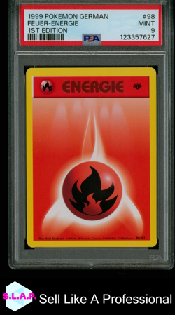 FEUER-ENERGIE 1ST EDITION POKEMON GERMAN 1999 98 PSA 9 - Image 1