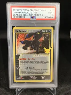 2021 POKEMON CELEBRATIONS CLASSIC COLLECTION #17 UMBREON-GOLD STAR PSA 9 - Image 1