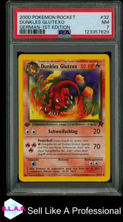 DUNKLES GLUTEXO GERMAN-1ST EDITION POKEMON ROCKET 2000 32 PSA 7 - Image 1