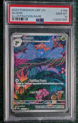 Gloom Sv03: Obsidian Flames Holo Illustration Rare Pokemon Card 198/197 PSA 10 - Image 1