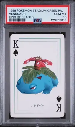 PSA 10 GEM MINT 1998 Pokemon Stadium Green Playing Card Venusaur King of Spades - Image 1