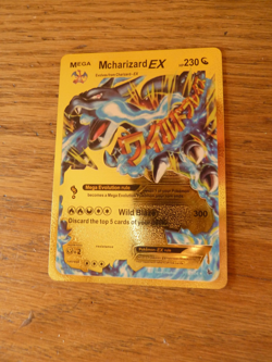 Pokemon Mega Mcharizard EX Gold Foil Holo Textured Fan Art Card HP230 - Image 1