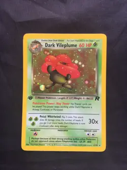 Pokemon Cards: Team Rocket 1st Edition Rare Holo: Dark Vileplume 13/82 - Image 1