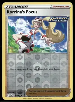 2021 Battle Styles Set Pokemon Card 128 Korrina’s Focus Reverse Foil NM - Image 1