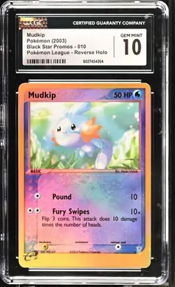 CGC 10 GEM MINT Mudkip 010 REVERSE HOLO Black Star PROMO Pokemon Card - Image 1