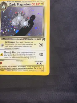 Pokemon Cards: Team Rocket 1st Edition Rare Holo: Dark Magneton 11/82 - Image 5