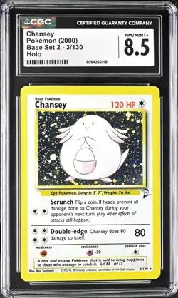 CGC 8.5 Chansey Base Set 2 3/130 Holo 2000 Pokemon Card NM/MINT+ psa - Image 1
