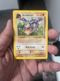 Pokemon TCG Aerodactyl Holo Rare Card 1/62 Fossil Unlimited LP/MP Condition - Image 1
