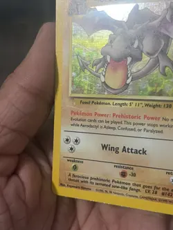 Pokemon TCG Aerodactyl Holo Rare Card 1/62 Fossil Unlimited LP/MP Condition - Image 3