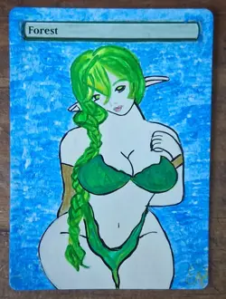 Hand Painted MTG Alter Land Forest - Image 1