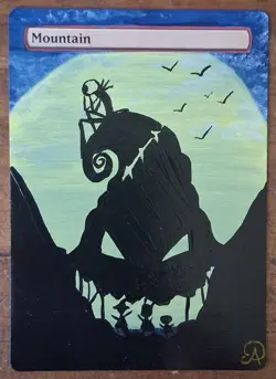 Hand Painted MTG Alter Land Mountain - Image 1