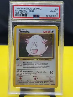 Pokemon Chaneira 3/102 Base Set German 1st Edition Holo Chansey PSA 8 - Image 1
