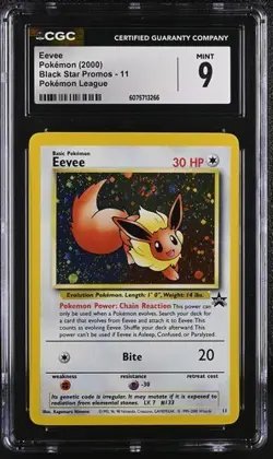 2000 Pokemon League Eevee Black Star Promo BSP Holo #11 CGC 9 - Image 1