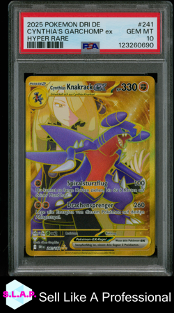 CYNTHIA'S GARCHOMP EX HYPER RARE POKEMON GERMAN DRI DE 2025 241 PSA 10 - Image 1