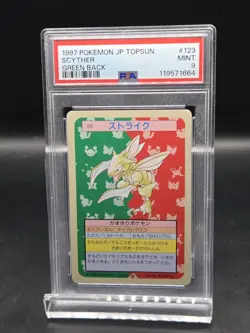 1997 POKEMON JAPANESE TOPSUN 123 SCYTHER GREEN BACK PSA 9 - Image 1