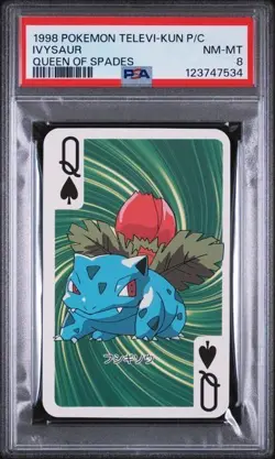 PSA 8 1998 Pokemon Televi-Kun Ivysaur Queen of Spades - Image 1