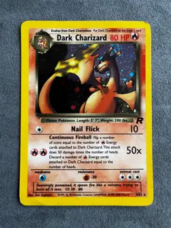 1999-2000 Pokemon DARK CHARIZARD HOLO Swirl Team Rocket 4/82 WOTC EN - Image 1