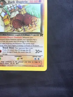 Pokemon Cards: Team Rocket 1st Edition Rare: Dark Dugtrio 23/82 - Image 4