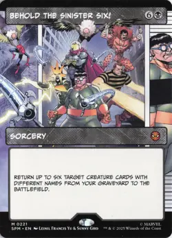 Behold The Sinister Six! Borderless #221 Mythic - Marvel's SPM MTG PACK FRESH - Image 1