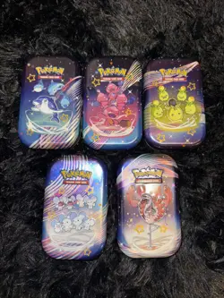 Pokemon Paldean Fates Mini Tins w/ Stickers And Art Cards NO PACKS Lot Set Of 5 - Image 1