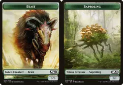 MTG Core 2021 *FOIL* Double-Sided Token - Beast / Saproling - Image 1
