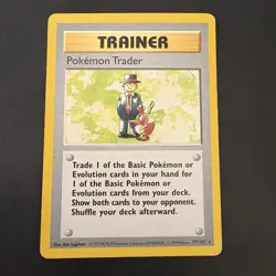 Vintage Non-Holo Rare Shadowless Pokemon Trader 077/102 Base Set WotC 1999 - Image 1