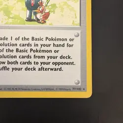 Vintage Non-Holo Rare Shadowless Pokemon Trader 077/102 Base Set WotC 1999 - Image 4