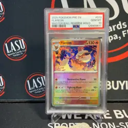 Pokemon Flareon Prismatic Evolutions Master Ball Reverse Holo #013 PSA 10! - Image 1