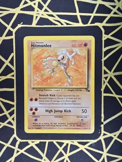 🔥 Hitmonlee 22/62 🔥 Original Non Holo Rare Fossil Set Pokemon Card WOTC 1999 - Image 2